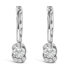 Sterling Silver 5/8 Cttw Lab Grown Diamond Oval Cluster Drop Earrings