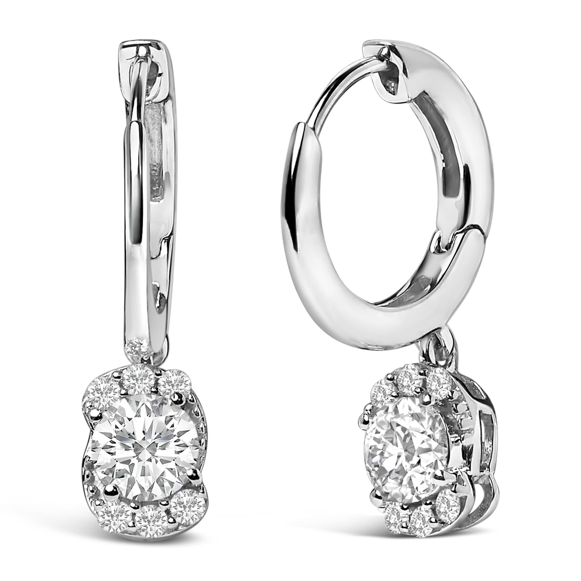 Sterling Silver 5/8 Cttw Lab Grown Diamond Oval Cluster Drop Earrings