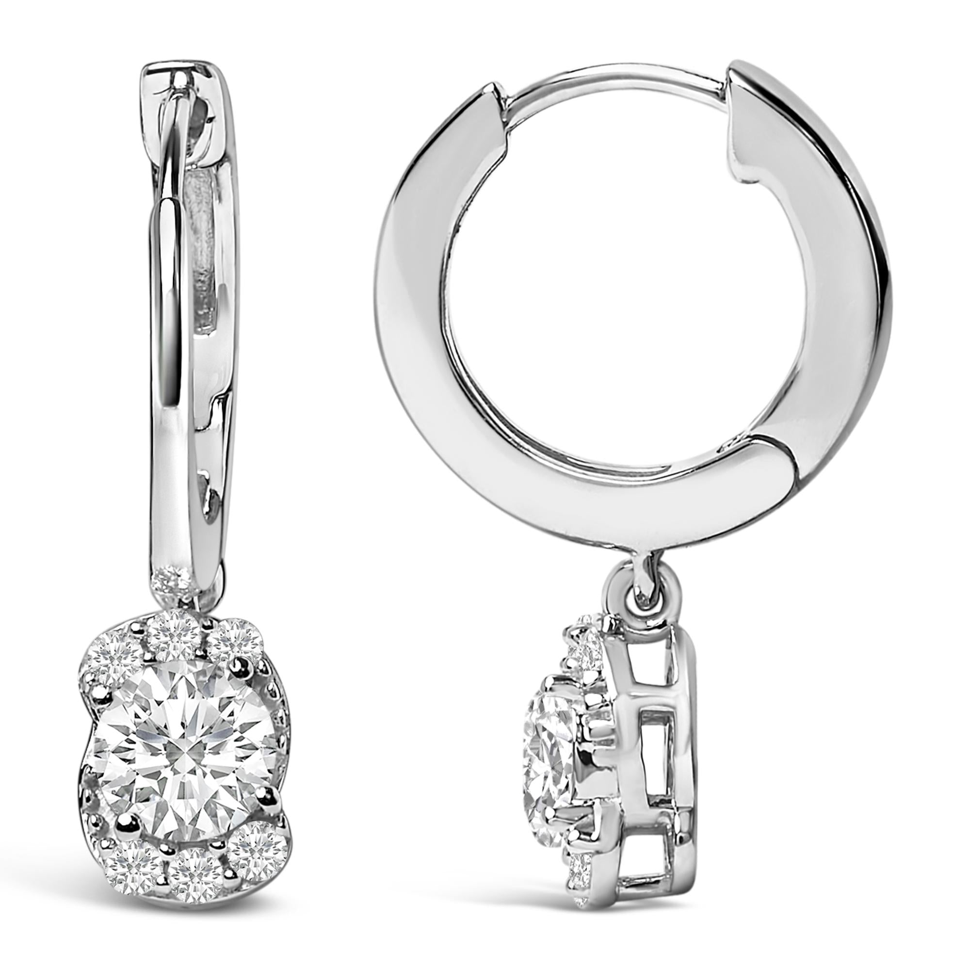 Sterling Silver 5/8 Cttw Lab Grown Diamond Oval Cluster Drop Earrings