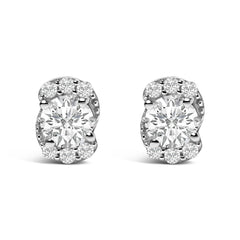 Sterling Silver 5/8 Cttw Lab Grown Diamond Oval Cluster Stud Earrings