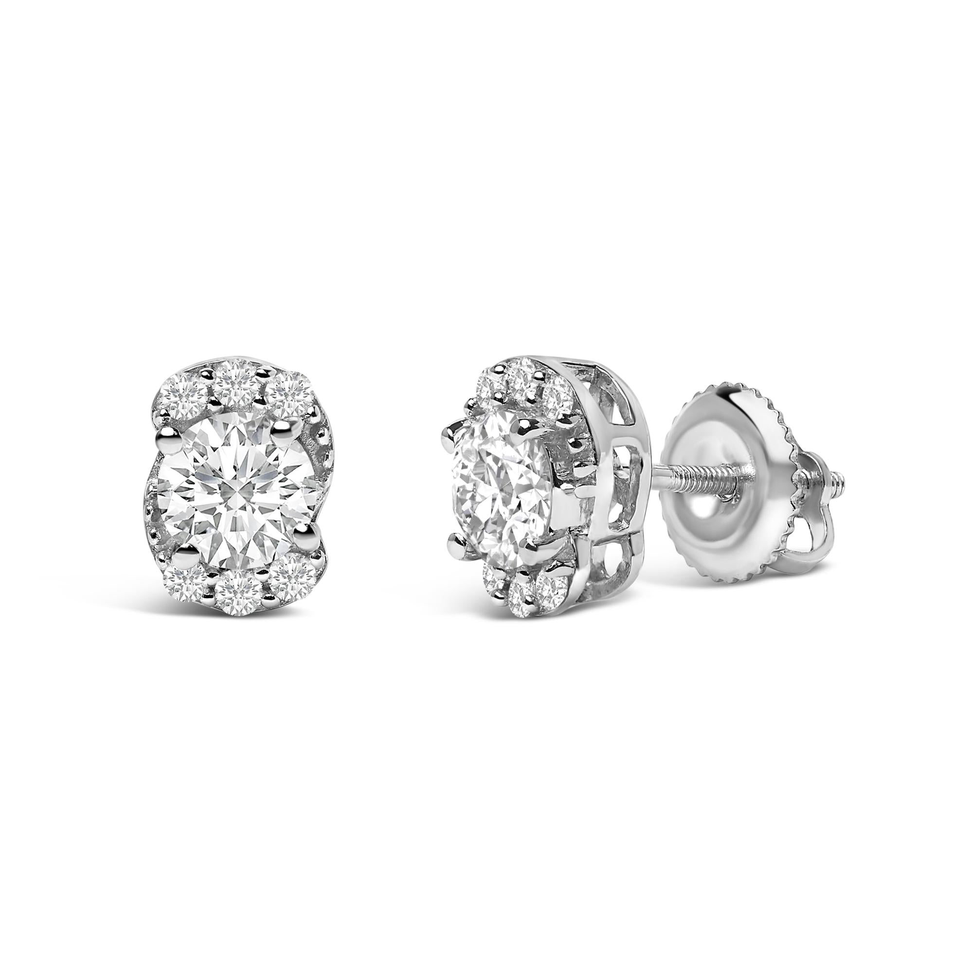 Sterling Silver 5/8 Cttw Lab Grown Diamond Oval Cluster Stud Earrings