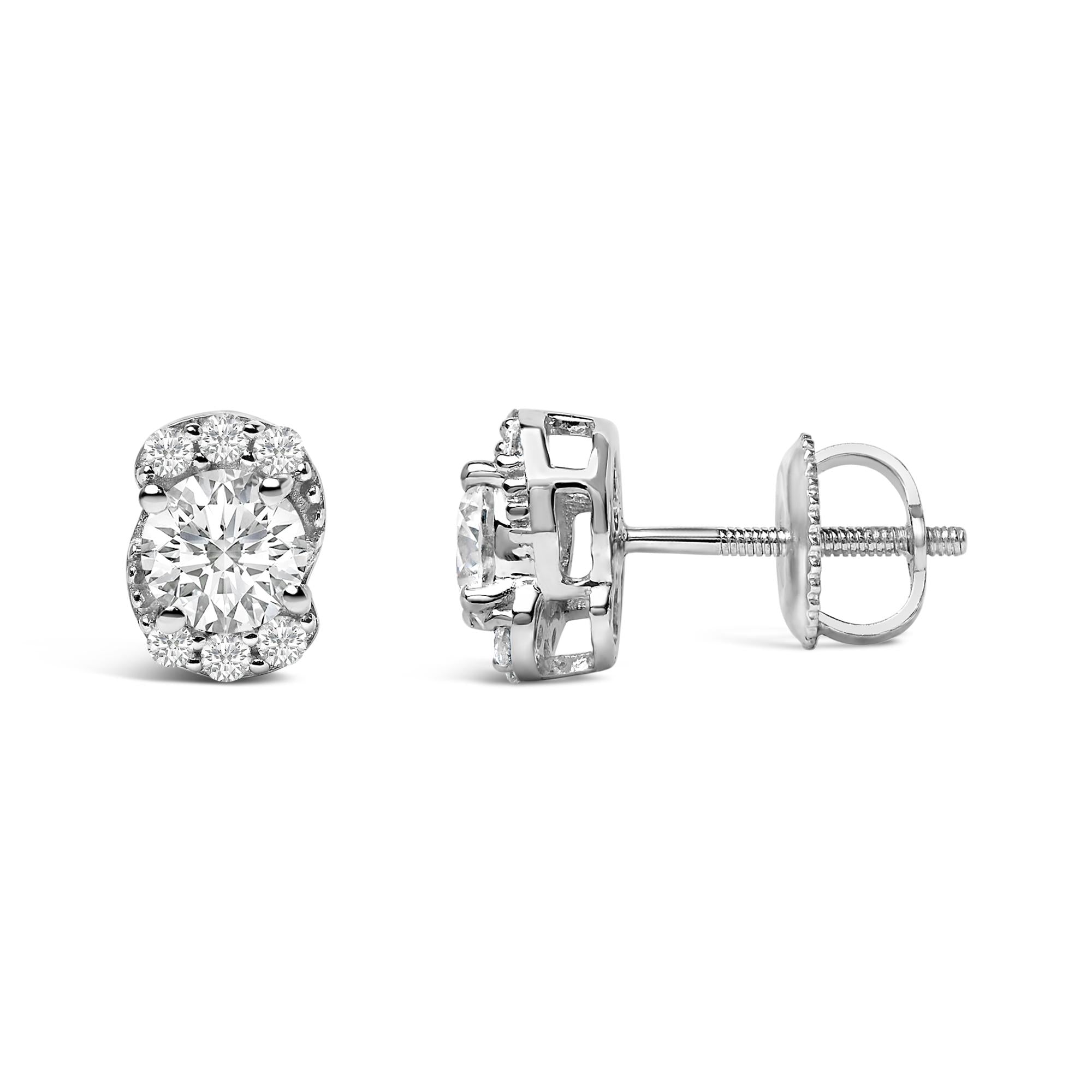 Sterling Silver 5/8 Cttw Lab Grown Diamond Oval Cluster Stud Earrings