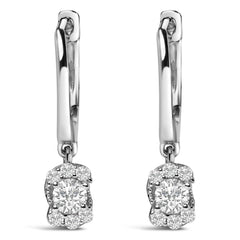 Sterling Silver 1/2 Cttw Lab Grown Diamond Floral Cluster Drop Earrings