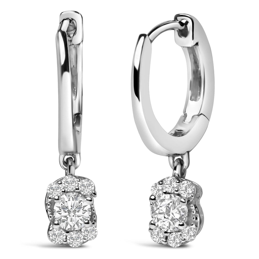 Sterling Silver 1/2 Cttw Lab Grown Diamond Floral Cluster Drop Earrings