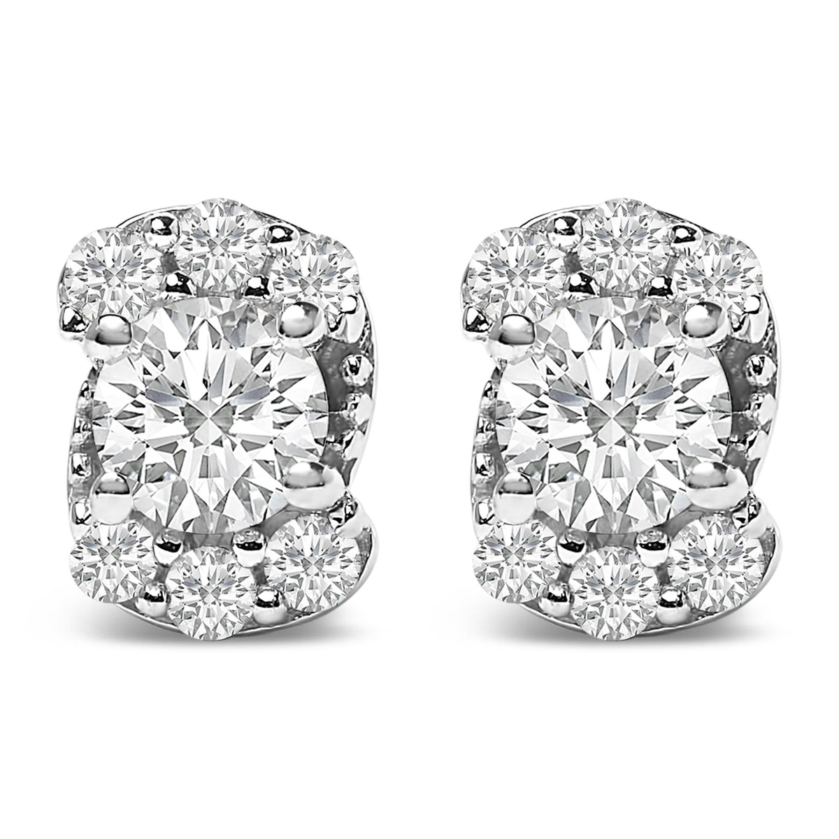 Sterling Silver 1/3 Cttw Lab Grown Diamond Halo Swirl Stud Earrings