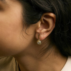 14K Yellow Gold Plated Sterling Silver 5/8 Cttw Lab Grown Diamond Flower Drop Earrings