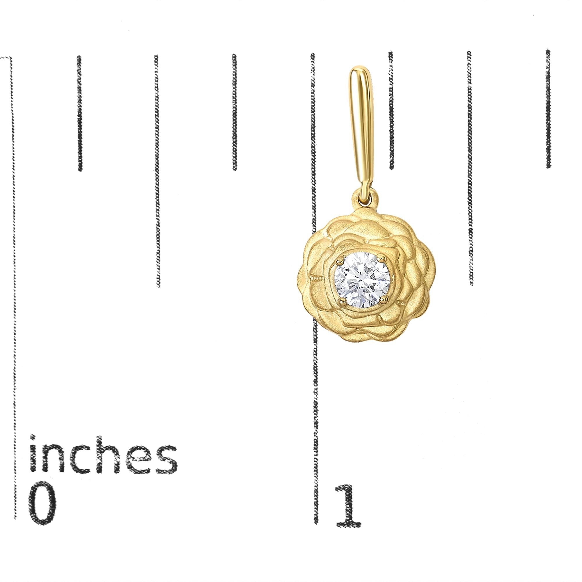 14K Yellow Gold Plated Sterling Silver 5/8 Cttw Lab Grown Diamond Flower Drop Earrings