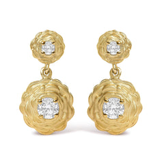 14K Yellow Gold Plated Sterling Silver 1/2 Cttw Lab Grown Diamond Rose Motif Drop Earrings