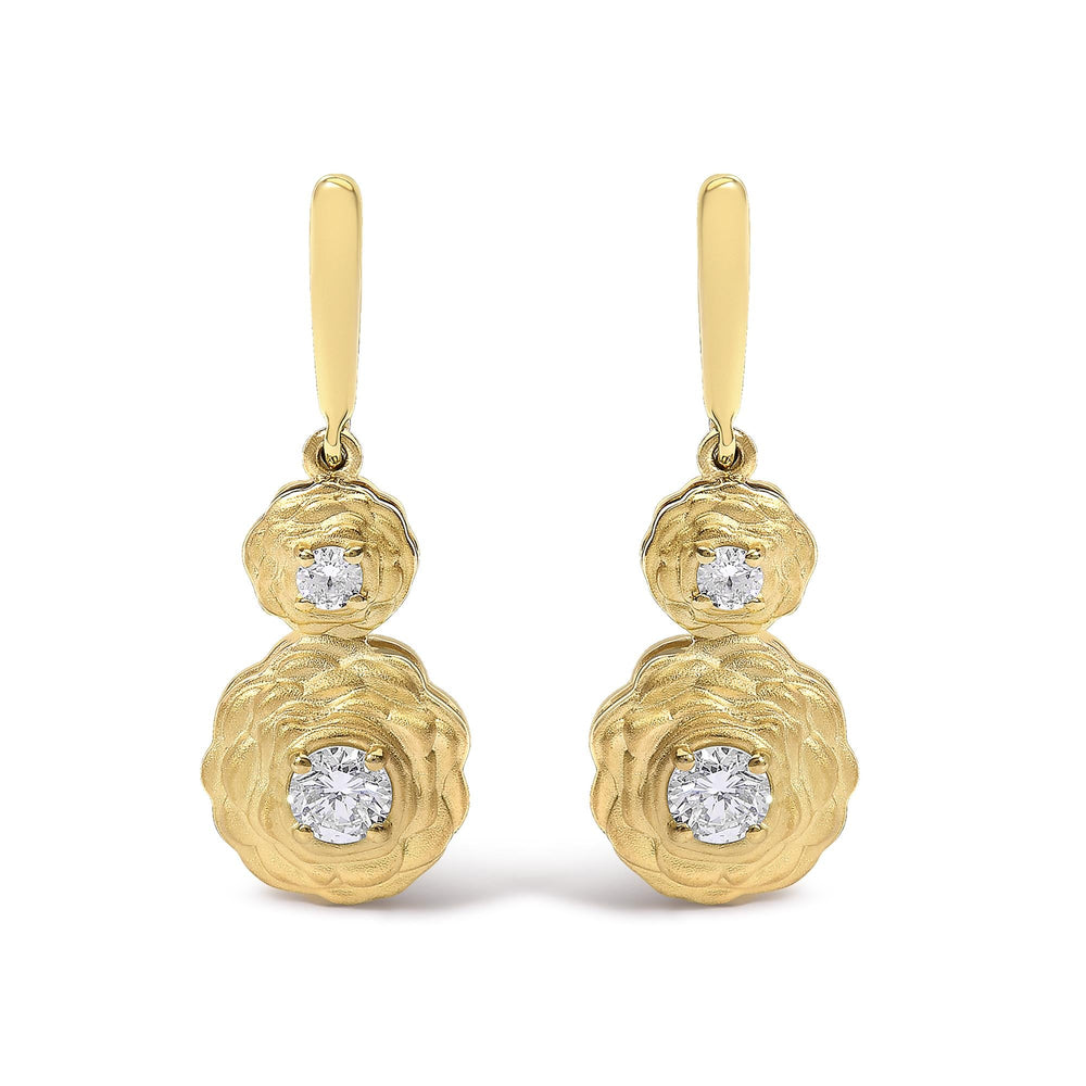 14K Yellow Gold Plated Sterling Silver 1/2 Cttw Lab Grown Diamond Matte Finish Drop Earrings