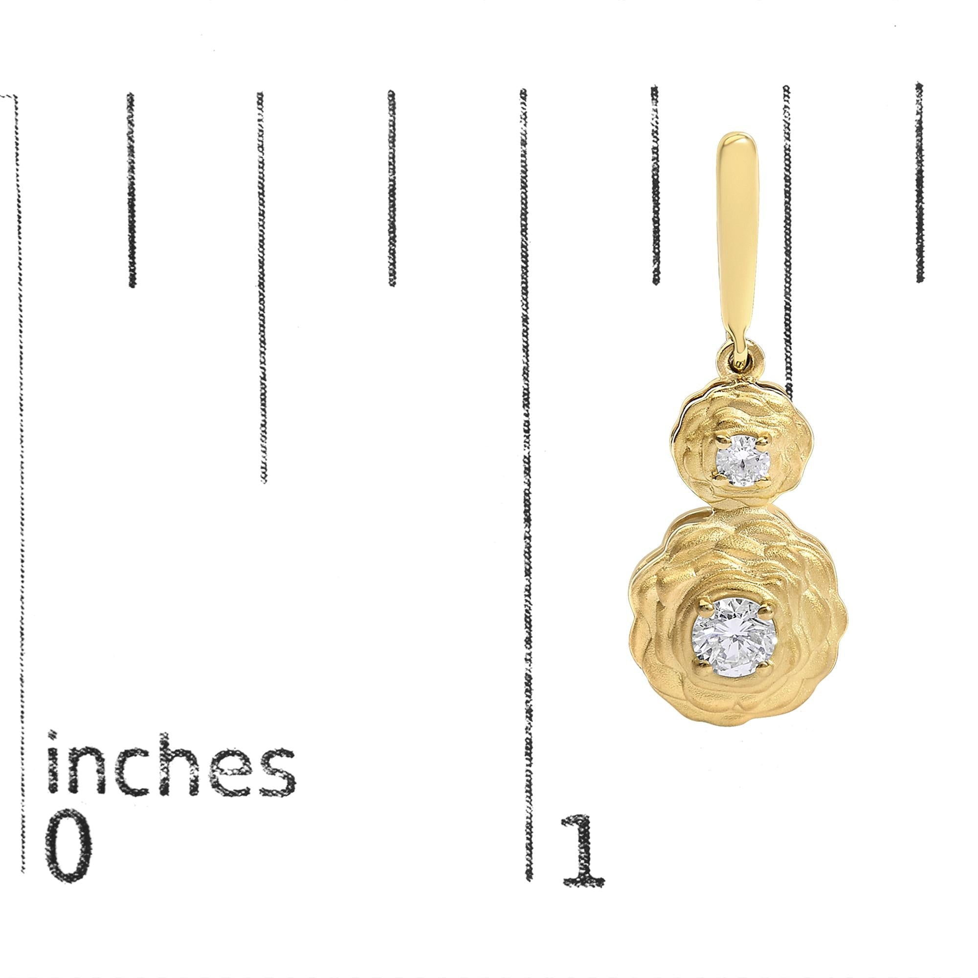 14K Yellow Gold Plated Sterling Silver 1/2 Cttw Lab Grown Diamond Matte Finish Drop Earrings