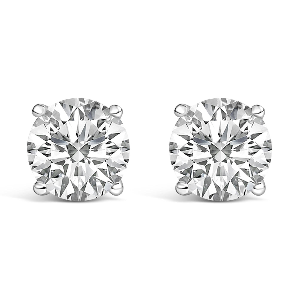 14K Gold Round Lab Grown Diamond Solitaire Stud Earrings with Screw Backs