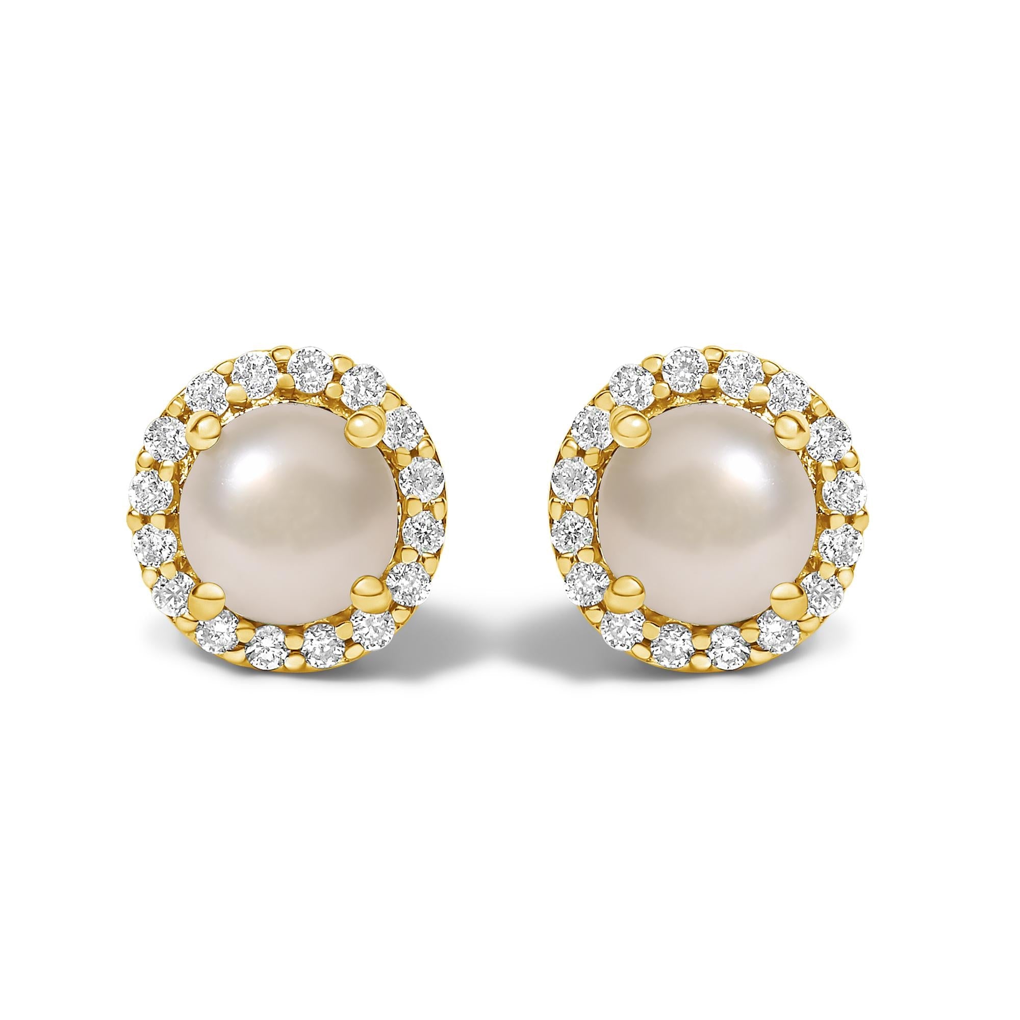 10K Gold Gemstone and 1/6 Cttw Diamond Halo Stud Earring