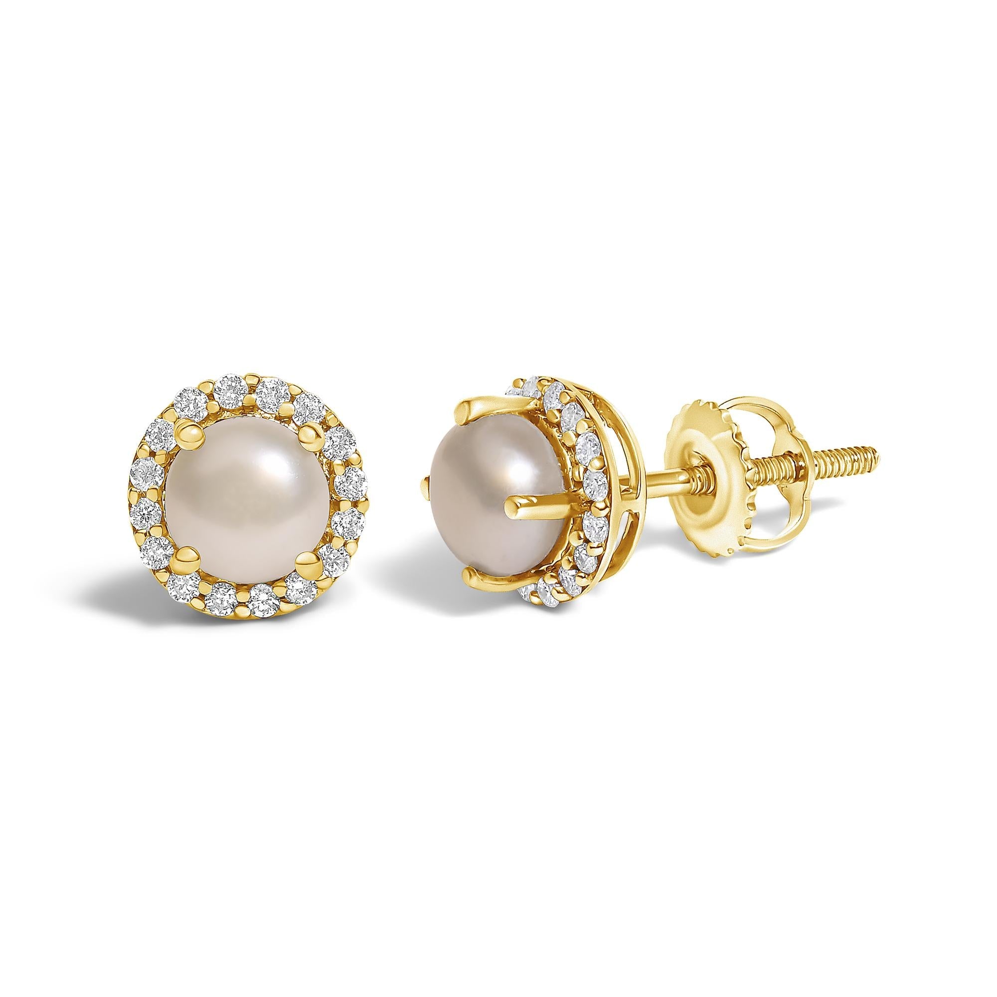 10K Gold Gemstone and 1/6 Cttw Diamond Halo Stud Earring
