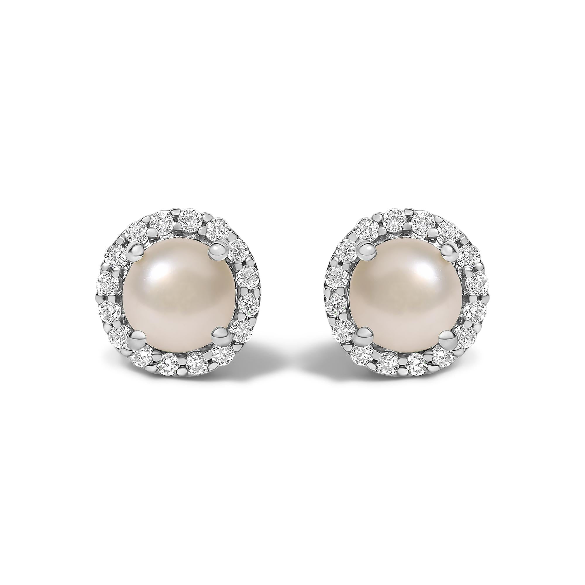 10K Gold Gemstone and 1/6 Cttw Diamond Halo Stud Earring