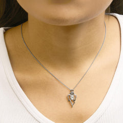 .925 Sterling Silver Created Blue Topaz Angel Pendant Necklace
