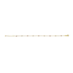 14K Yellow Gold Alternating Red Ruby and White Diamond Bezel Station Chain Bracelet (I-J Color, SI2-I1 Clarity) - 8" Inches