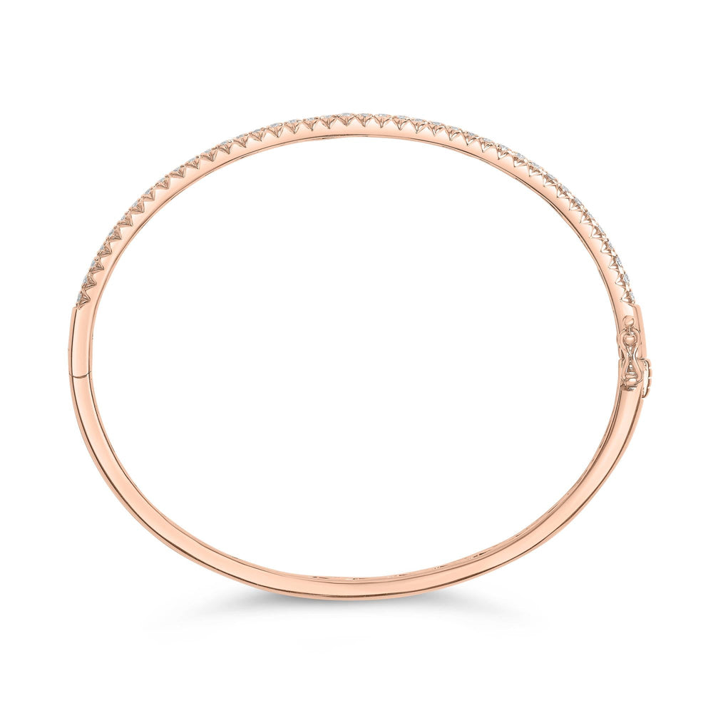 14K Gold 1.00 Cttw Half Eternity Diamond Bangle Bracelet (G-H Color, SI2-I1 Clarity) - 7" Inches