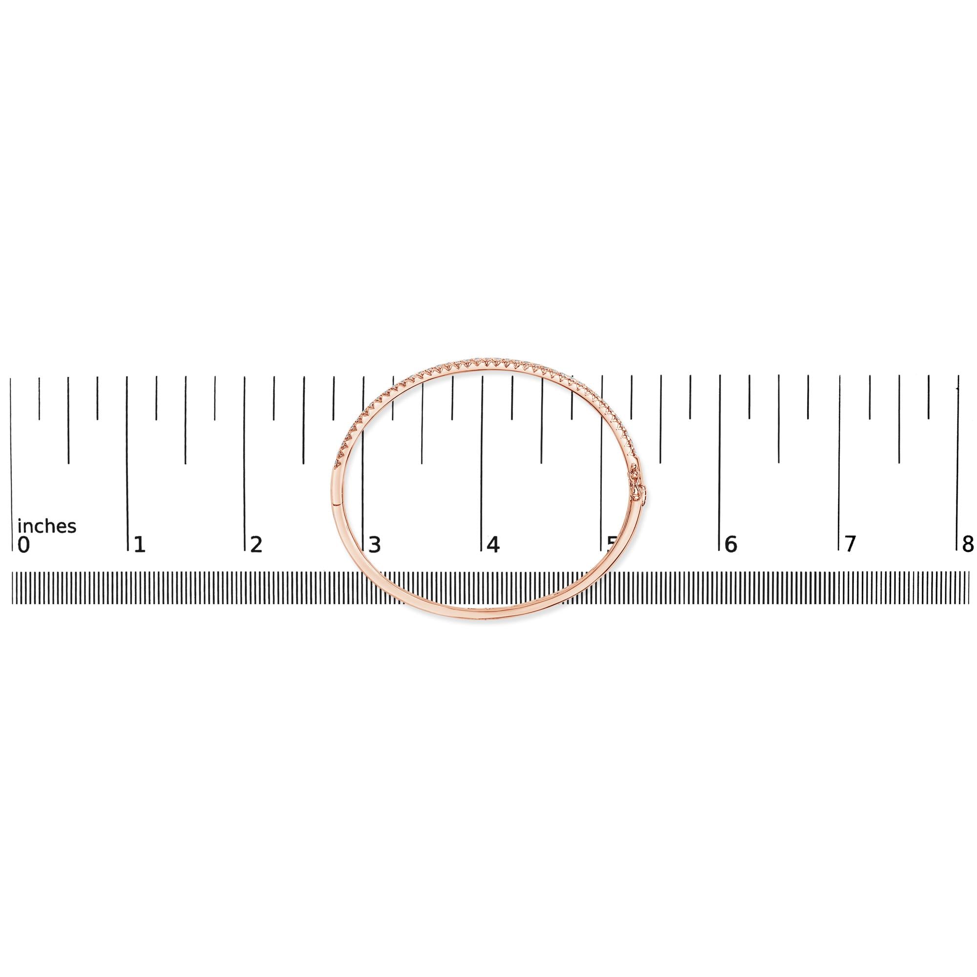 14K Gold 1.00 Cttw Half Eternity Diamond Bangle Bracelet (G-H Color, SI2-I1 Clarity) - 7" Inches