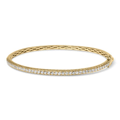 14K Gold 1.00 Cttw Half Eternity Diamond Bangle Bracelet (G-H Color, SI2-I1 Clarity) - 7" Inches