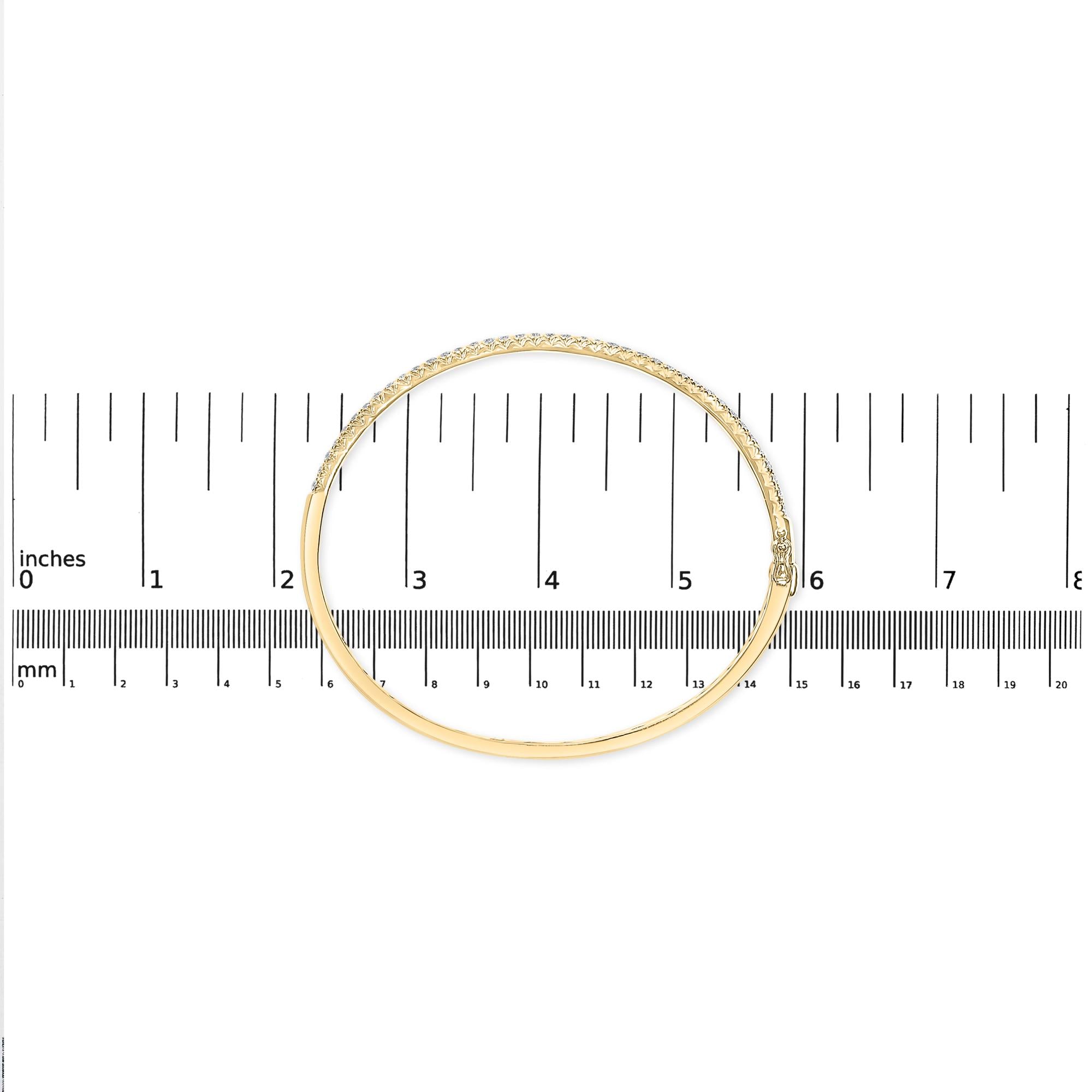 14K Gold 1.00 Cttw Half Eternity Diamond Bangle Bracelet (G-H Color, SI2-I1 Clarity) - 7" Inches