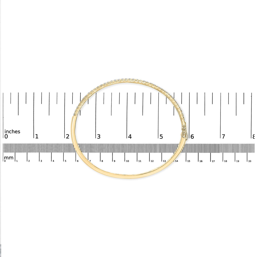 14K Gold 1.00 Cttw Half Eternity Diamond Bangle Bracelet (G-H Color, SI2-I1 Clarity) - 7" Inches