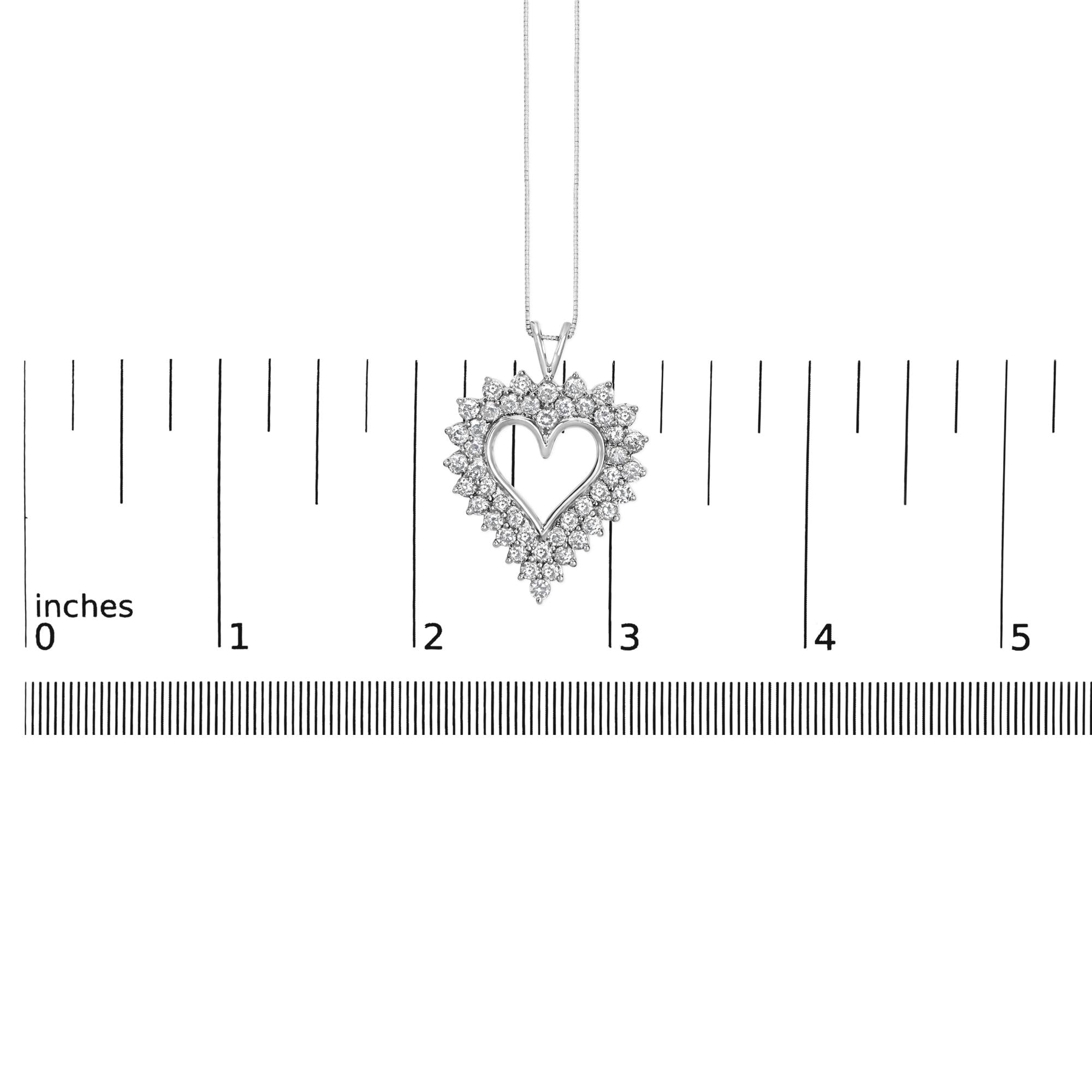 .925 Sterling Silver 3.00 Cttw Round Cut Diamond Cluster Heart 18" Pendant Necklace (K-L Color, I1-I2 Clarity)