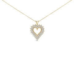 .925 Sterling Silver 3.00 Cttw Round Cut Diamond Cluster Heart 18" Pendant Necklace (K-L Color, I1-I2 Clarity)