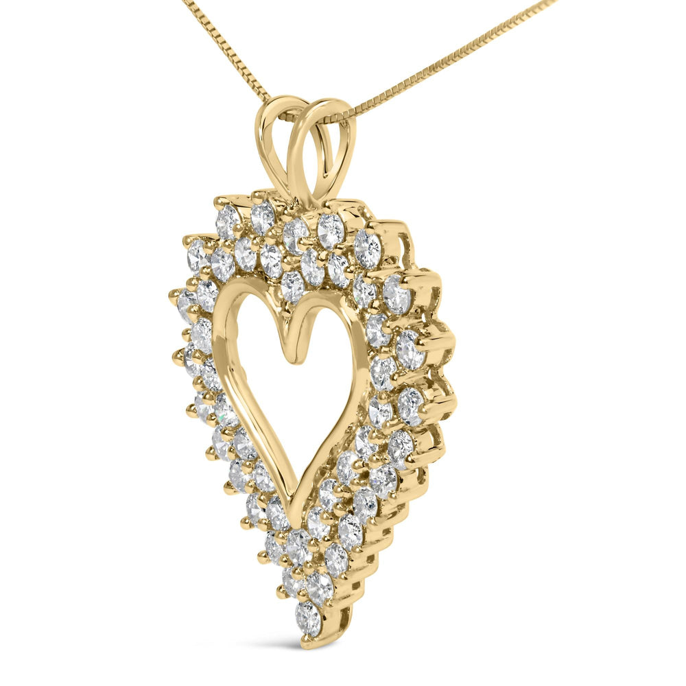 .925 Sterling Silver 3.00 Cttw Round Cut Diamond Cluster Heart 18" Pendant Necklace (K-L Color, I1-I2 Clarity)