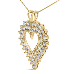 .925 Sterling Silver 3.00 Cttw Round Cut Diamond Cluster Heart 18" Pendant Necklace (K-L Color, I1-I2 Clarity)