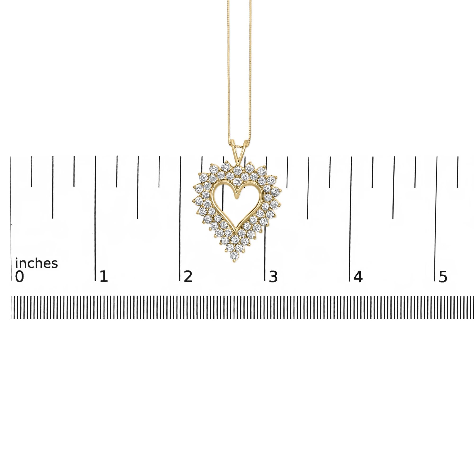 14K Yellow Gold Plated .925 Sterling Silver Brilliant-Cut Diamond Open Heart 18" Pendant Necklace (K-L Color, I1-I2 Clarity)
