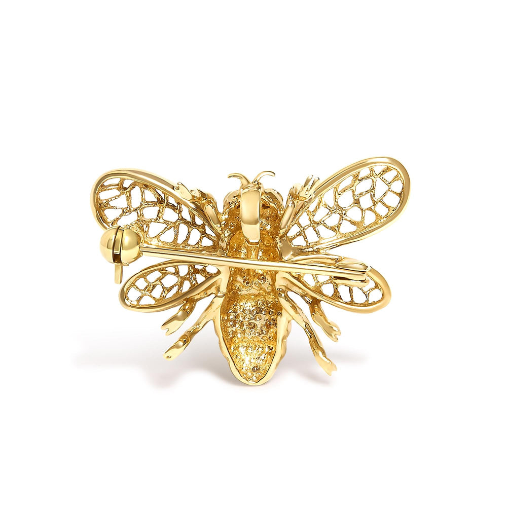 14K Yellow Gold Diamond Accent Bumble Bee Brooch Convertible Pendant