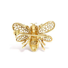14K Yellow Gold Diamond Accent Bumble Bee Brooch Convertible Pendant
