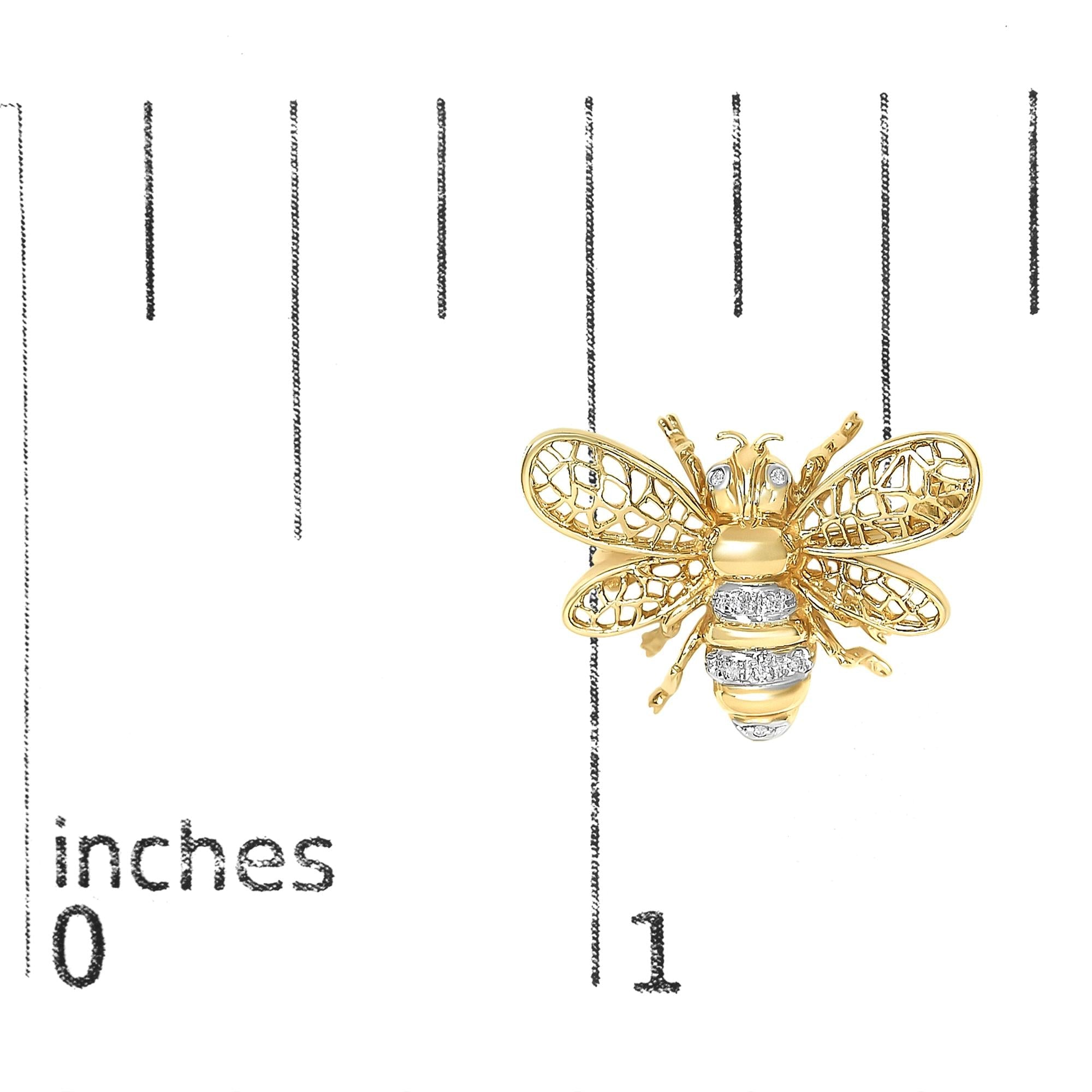 14K Yellow Gold Diamond Accent Bumble Bee Brooch Convertible Pendant