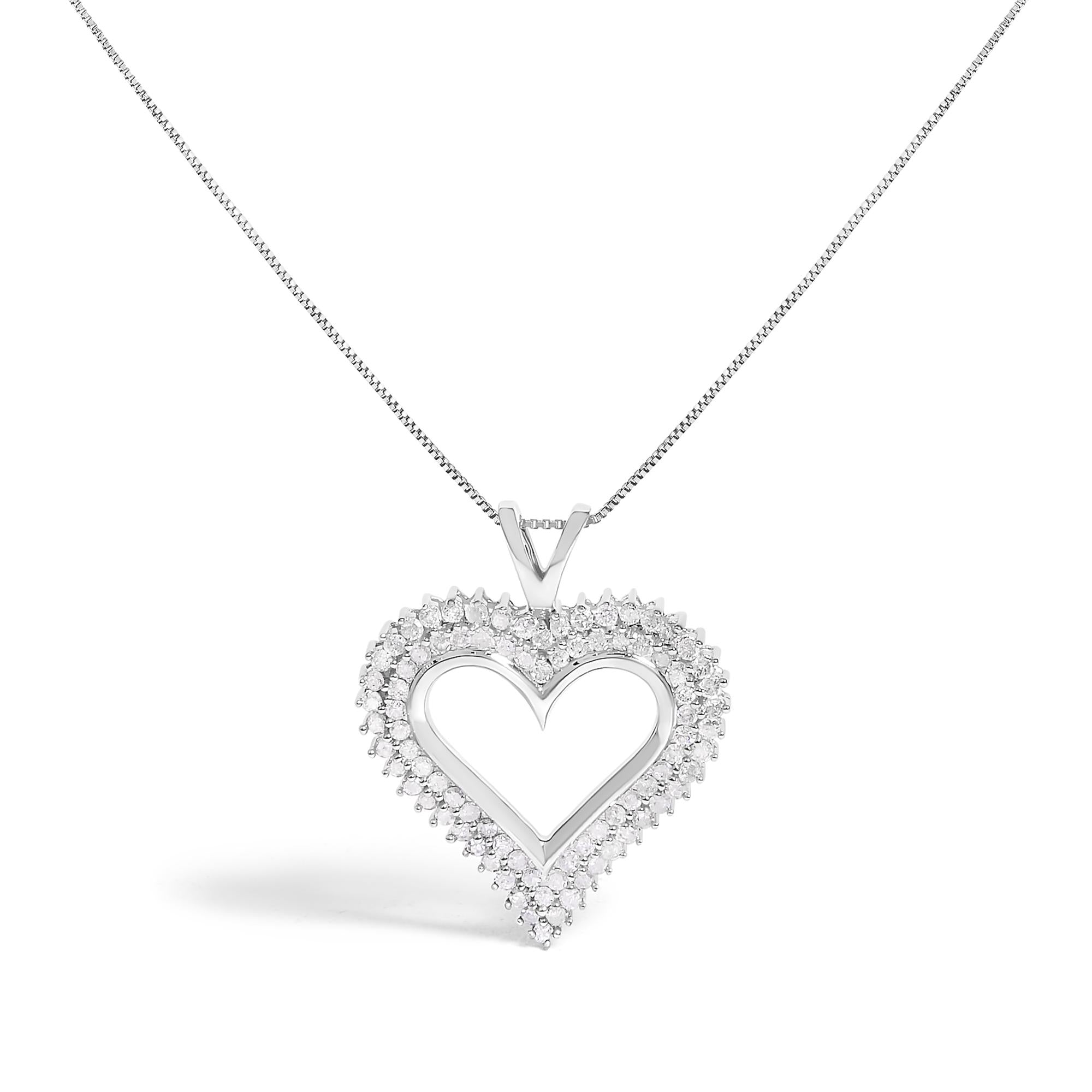 .925 Sterling Silver Diamond Heart 18" Pendant Necklace (I-J Color, I2-I3 Clarity)