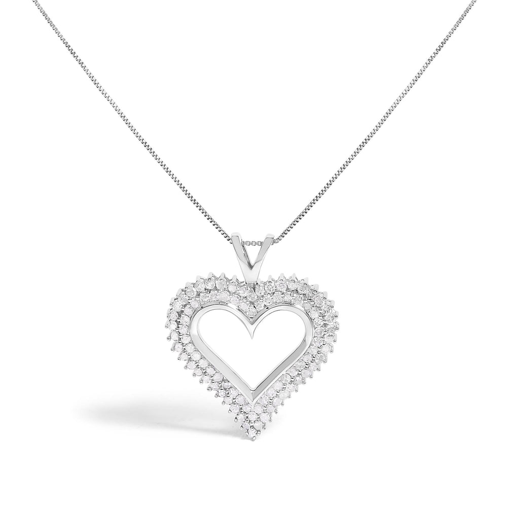 .925 Sterling Silver Diamond Heart 18" Pendant Necklace (I-J Color, I2-I3 Clarity)