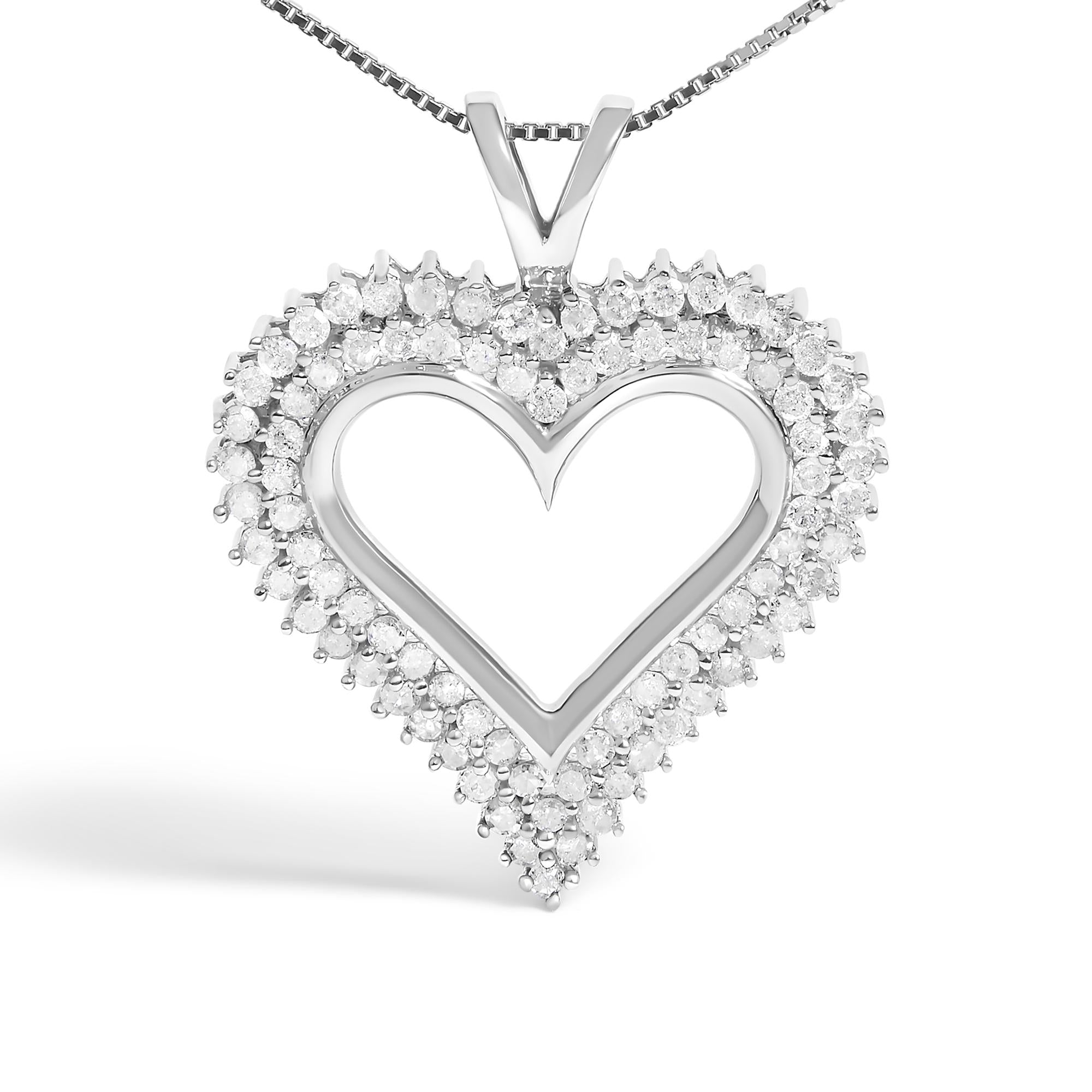.925 Sterling Silver Diamond Heart 18" Pendant Necklace (I-J Color, I2-I3 Clarity)