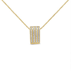 14K Yellow Gold 2 1/3 cttw Princess Cut Diamond Block Pendant Necklace (H-I, SI1-SI2)