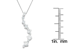 14K White Gold Princess and Baguette Cut Diamond Journey Pendant Necklace (1.00 cttw, H-I Color, I1-I2 Clarity)