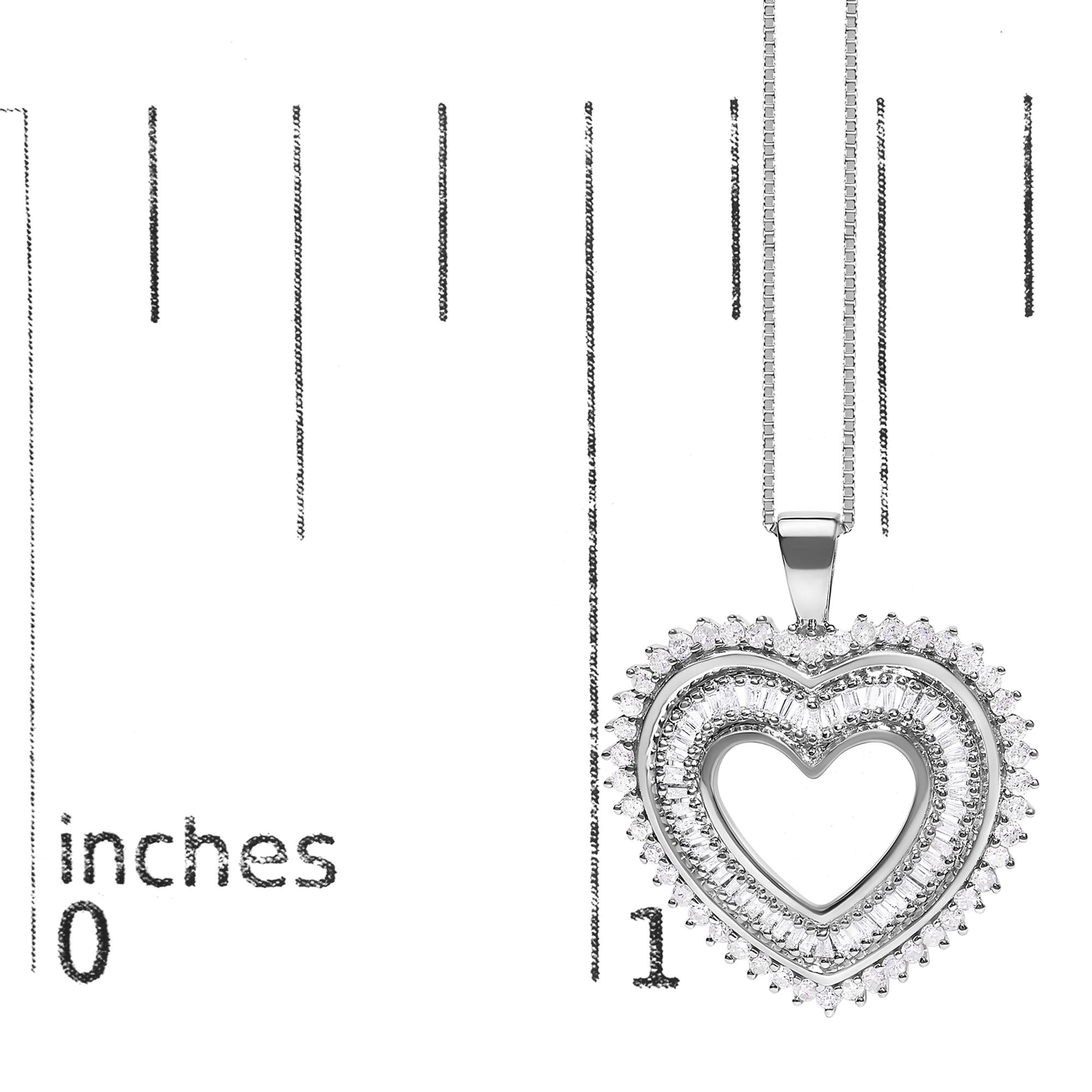 .925 Sterling Silver 1.0 Ctw Diamond Shadow Open Heart Halo 18" Pendant Necklace (I-J Color, I1-I2 Clarity)
