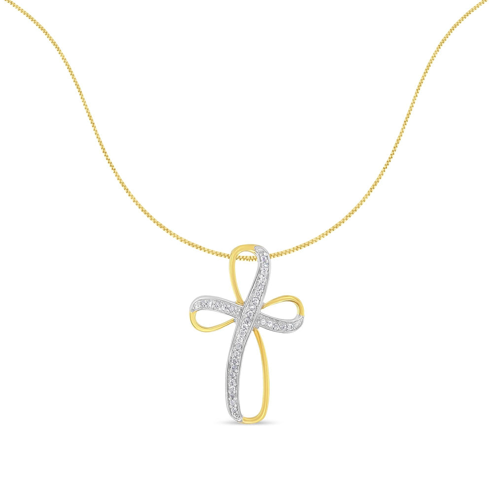 Two Tone .925 Sterling Silver 1/10 cttw Round Diamond Fashion Pendant Necklace (H-I, I3)