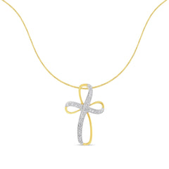 Two Tone .925 Sterling Silver 1/10 cttw Round Diamond Fashion Pendant Necklace (H-I, I3)