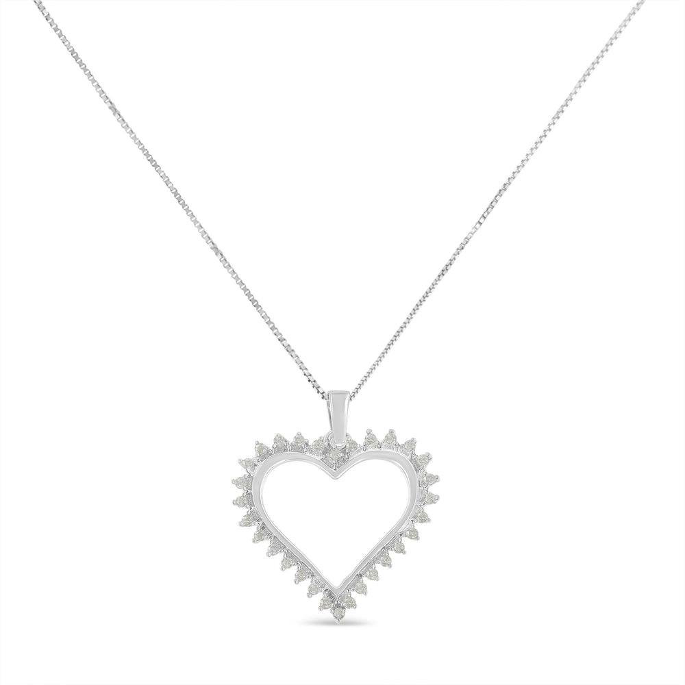 .925 Sterling Silver 1/4 cttw 3-Prong Diamond Open Heart 18" Pendant Necklace (I-J Color, I3 Clarity)