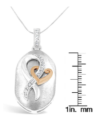 10k Rose Gold and Sterling Silver 1/10ct TDW Round Cut Diamond Interlocked Heart and Ribbon Pendant Necklace (H-I, I1-I2)
