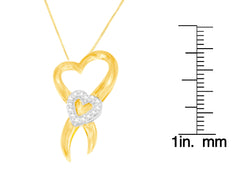 10K Two-Tone Gold 1/10 cttw Diamond Heart Pendant Necklace (H-I, I1-I2)