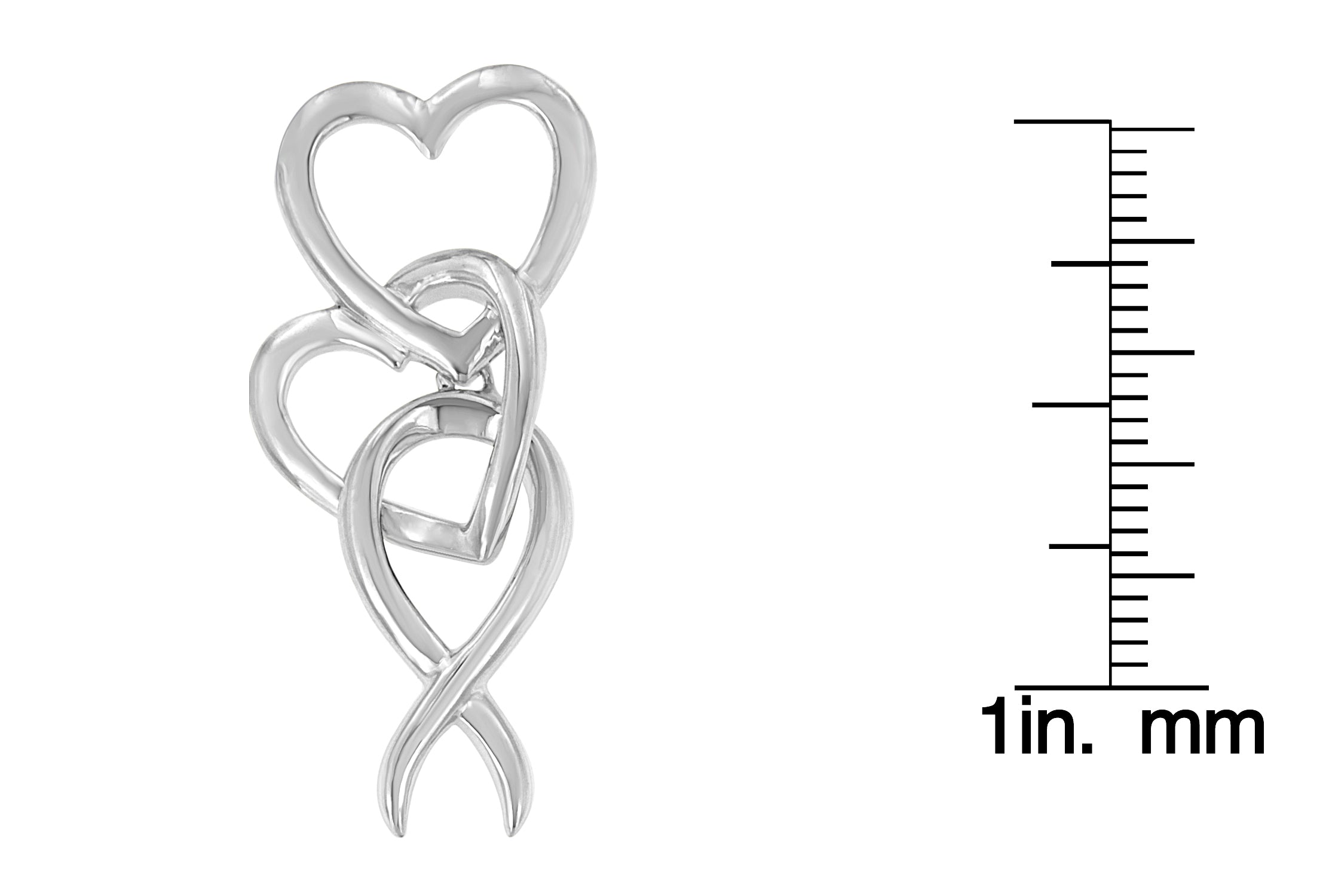 .925 Sterling Silver Double-Heart & Awareness Ribbon Linked Pendant Necklace
