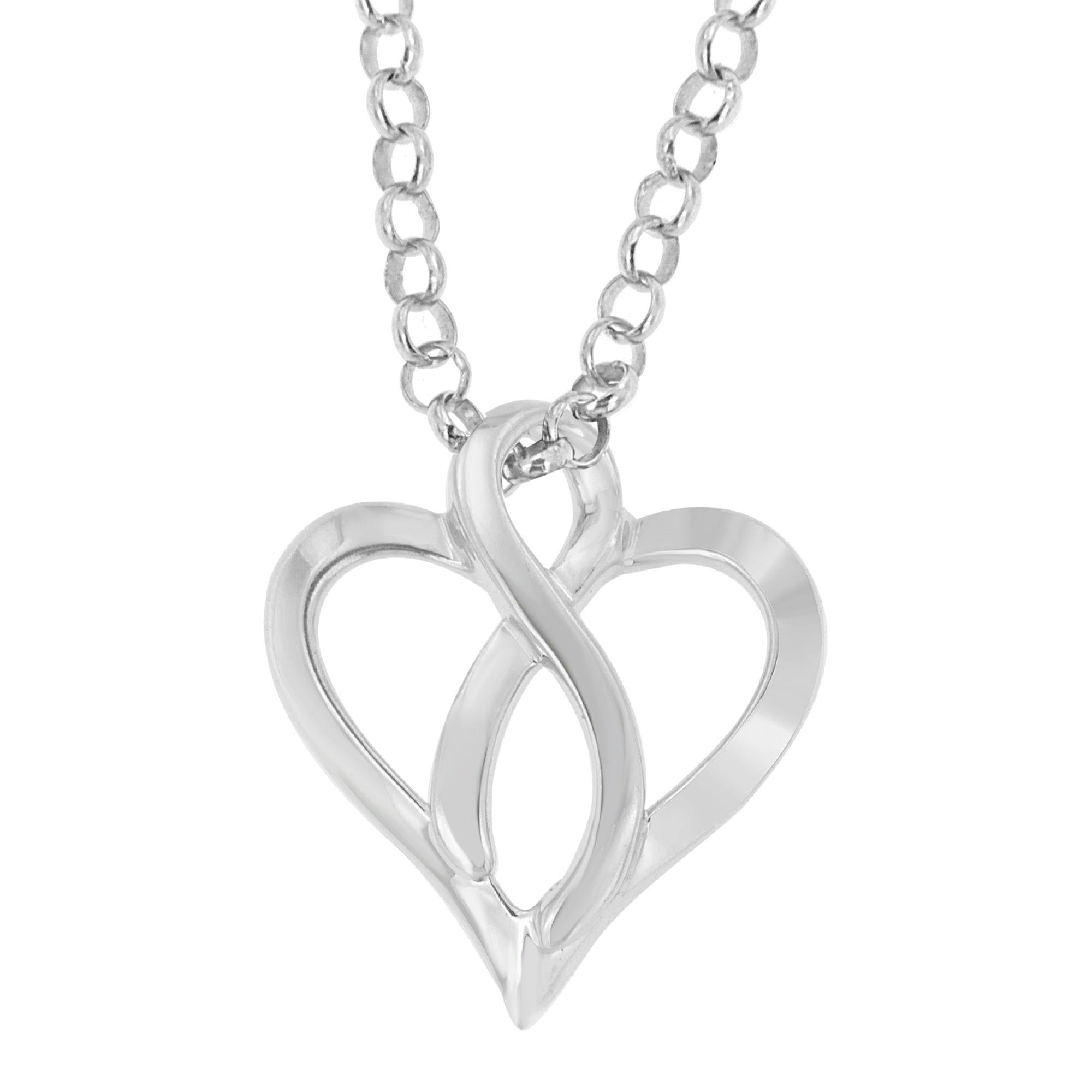 .925 Sterling Silver Heart Shaped Pendant Necklace