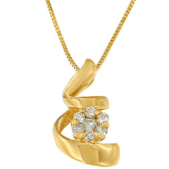 Espira 10K Yellow Gold 1/4 cttw Diamond Spiral Pendant Necklace (I-J, I2-I3)