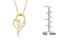 Espira 10K Two-Tone Gold 1/6 cttw Layers of Love Diamond Pendant Necklace (J-K, I1-I2)