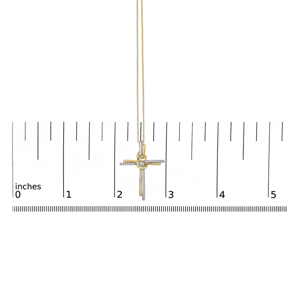 Espira 10K Two-Tone Yellow & White Gold Diamond-Accented Cross 18" Pendant Necklace (J-K Color, I2-I3 Clarity)
