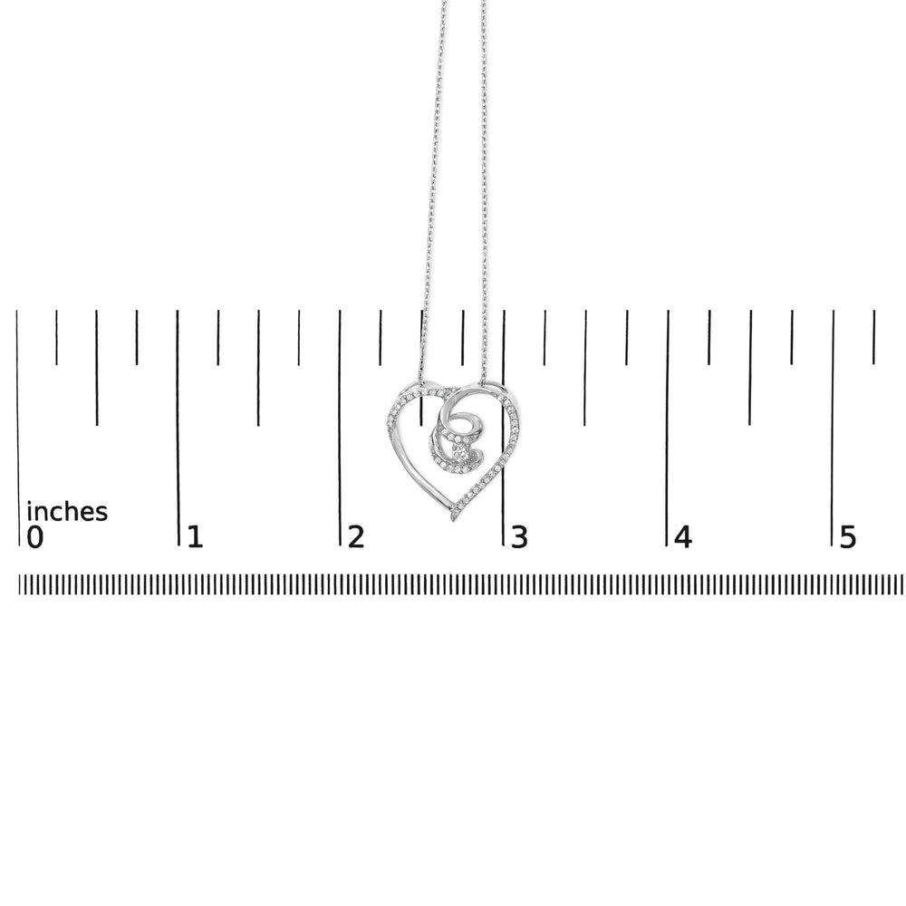 .925 Sterling Silver 1/4 Cttw Brilliant-Cut Diamond Open Heart Twisted Awareness Ribbon 18" Pendant Necklace (H-I Color, I1-I2 Clarity)